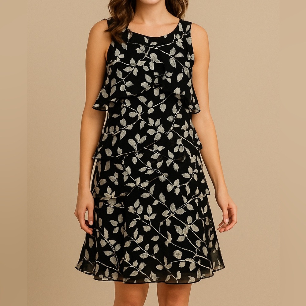 S.L Fashions Women’s Sleeveless Tiered Chiffon Cocktail Dress Size 8